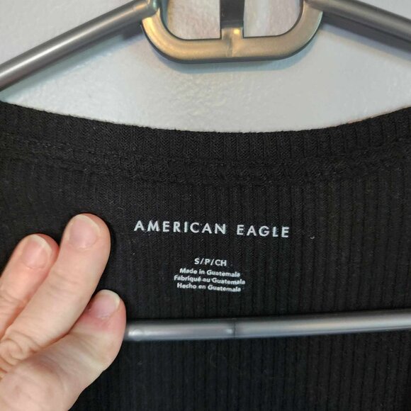 EUC American Eagle Ribbed button down Crop Top - Picture 3 of 3